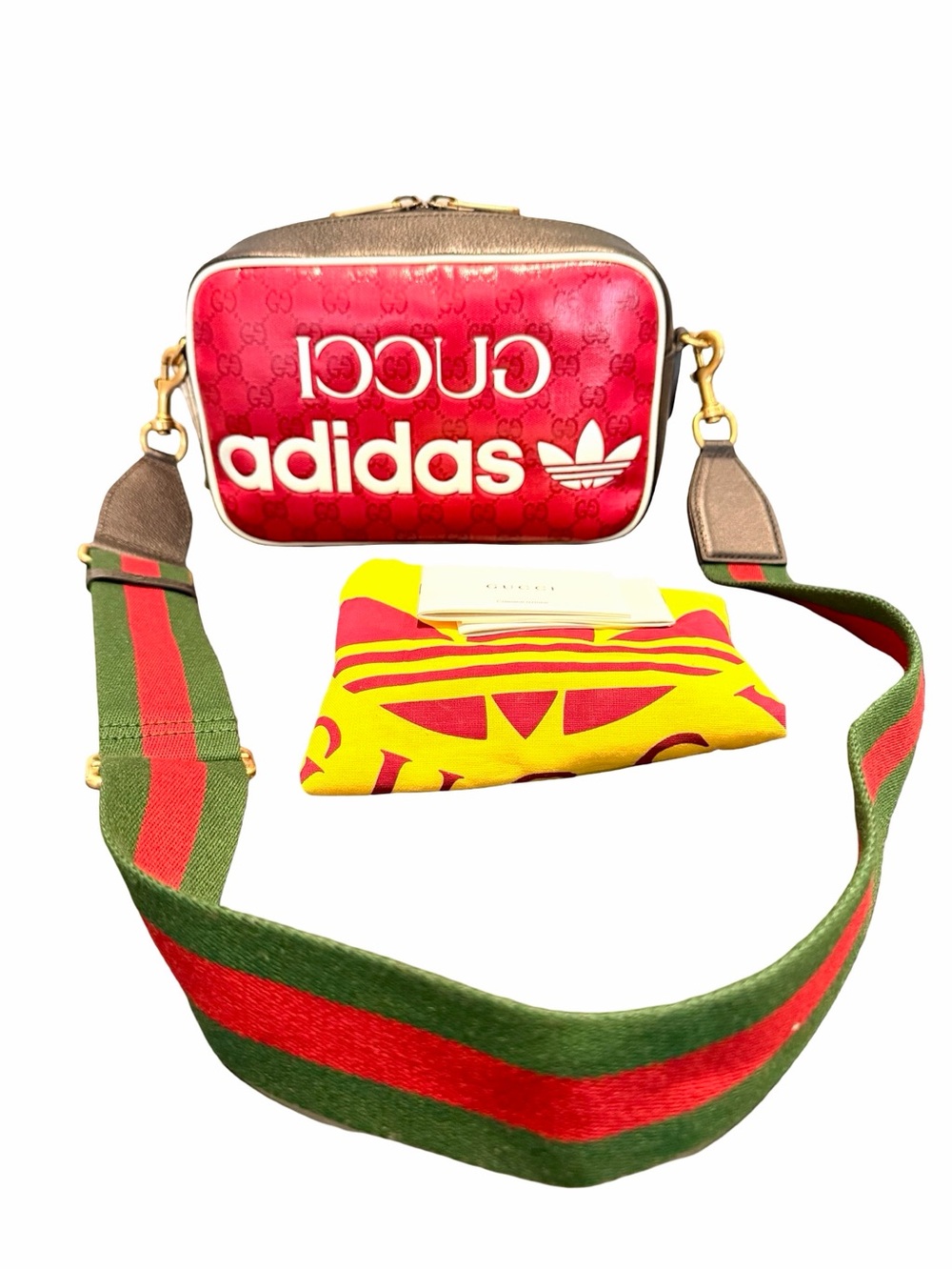 Gucci x Adidas Shoulder Bag In Red And Black